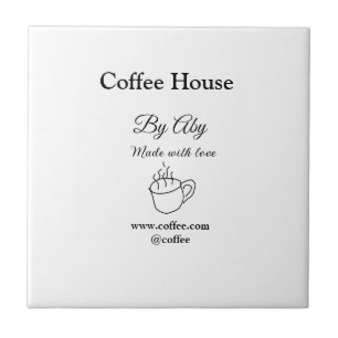 Coffee house made with love add text website socia ceramic tile