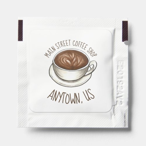 Coffee House Shop Cappuccino Latte Art Cup Caf Hand Sanitizer Packet