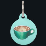 Coffee House Shop Latte Cappuccino Barista Café Pet ID Tag<br><div class="desc">Design features an original marker illustration of a flat white coffee (or a cappuccino or latte!) in a teal blue green cup. Ideal for a coffee hour, coffee klatch, coffee shop, café, or kitchen decoration. Also perfect for any coffee lover or caffeine addict. This coffee cup design is also available...</div>