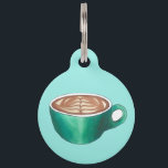 Coffee House Shop Latte Cappuccino Barista Café Pet ID Tag<br><div class="desc">Design features an original marker illustration of a flat white coffee (or a cappuccino or latte!) in a teal blue green cup. Ideal for a coffee hour, coffee klatch, coffee shop, café, or kitchen decoration. Also perfect for any coffee lover or caffeine addict. This coffee cup design is also available...</div>