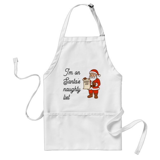 Coffee House Sleuths Apron: Santa's Naughty List Adult Apron (Front)