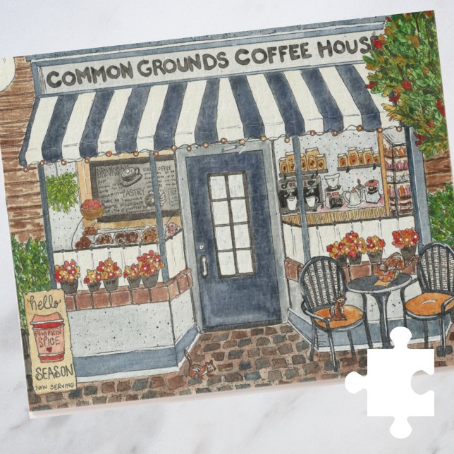 Coffee House Watercolor Jigsaw Puzzle (Creator Uploaded)
