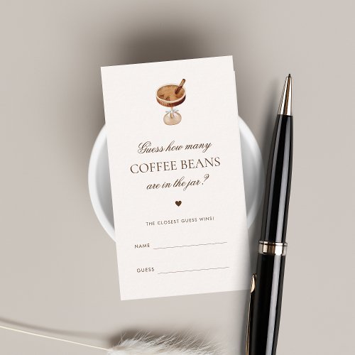 Coffee How Many Beans Bridal Shower Game Card