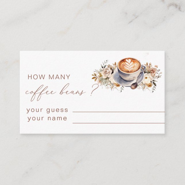 Coffee How Many Coffee Beans Bridal Shower game  Enclosure Card (Front)
