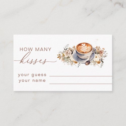 Coffee How Many Kisses Bridal Shower game  Enclosure Card