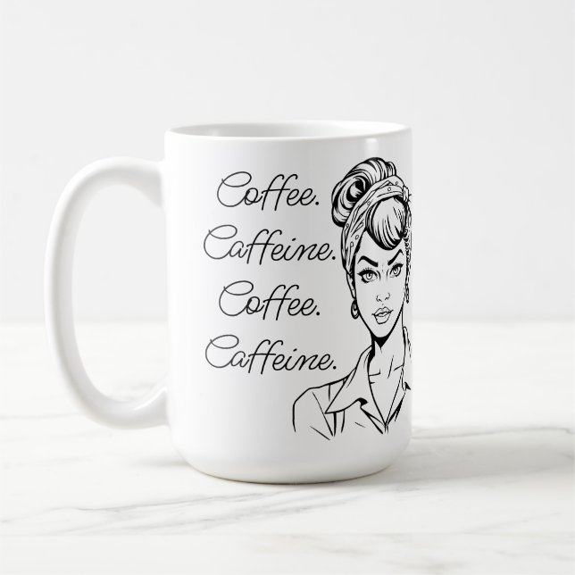 Coffee Humor | Coffee, Caffeine, Repeat Coffee Mug (Left)