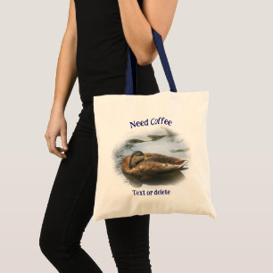 Coffee Humor Cute Sleepy Duck Personalized Tote Bag