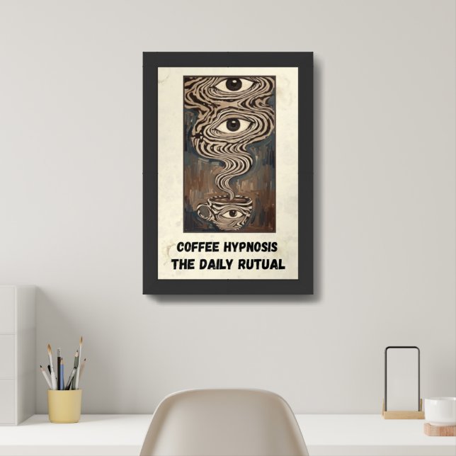 Coffee Hypnosis Abstract Painting-Poster Framed Art (Home Office)