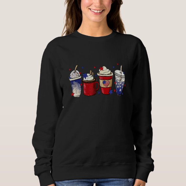Coffee Ice Cream Red And Blue  4th of July Sweatshirt (Front)