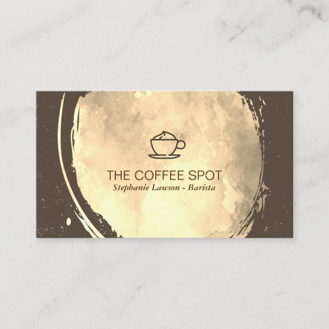 Coffee Icon Watercolor Gold Brushed Business Card (Front)