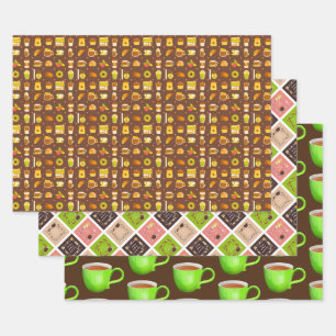 COFFEE ICONS SET WRAPPING PAPER SHEETS