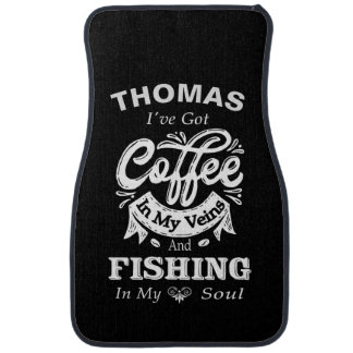 Coffee In My Veins Fishing In My Soul Personalized Car Floor Mat