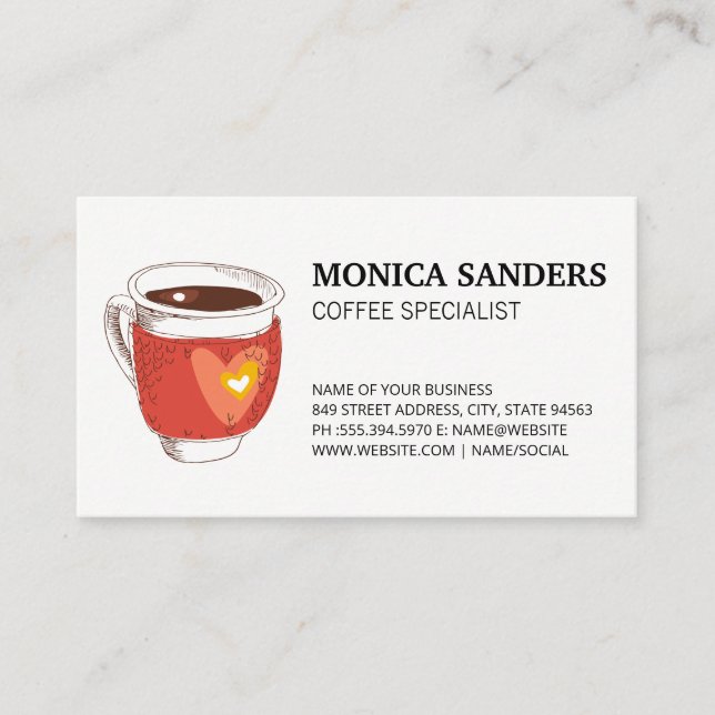 Coffee in Paper Cup Sketch | Barista Appointment Card (Front)