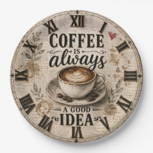 Coffee Is Always a Good Idea Rustic Café Decor Paper Plates