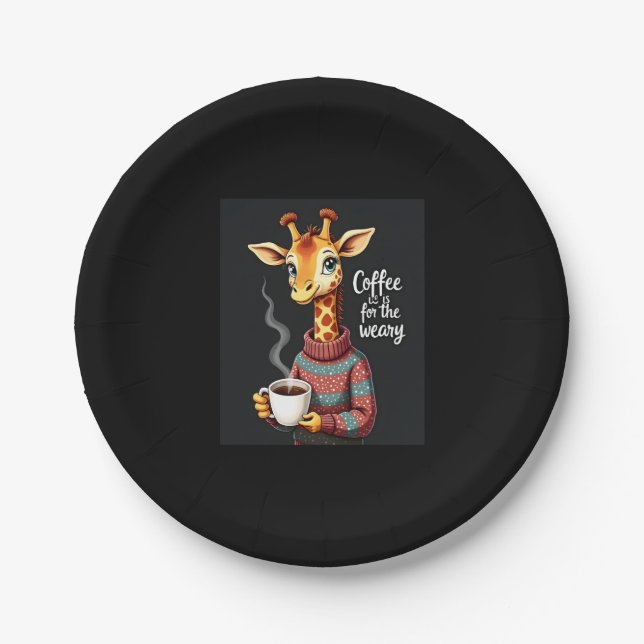 Coffee is for the Weary Funny Giraffe Coffee Lover Paper Plates (Front)