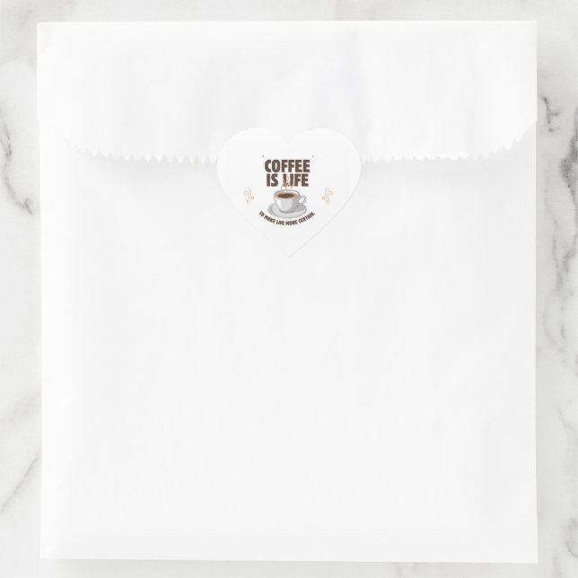 Coffee Is Life Quote Design Heart Sticker (Bag)