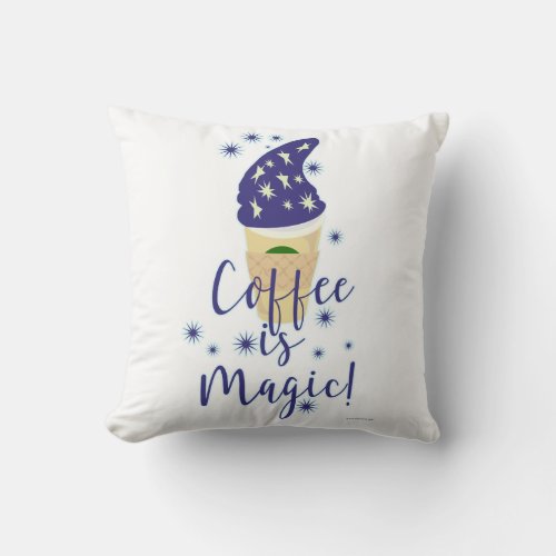 Coffee is Magic Drink Caffeine Cartoon Slogan Throw Pillow