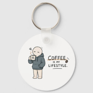 Coffee Is My Lifestyle Funny Coffee Lover Meme Keychain