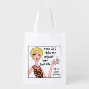 "Coffee is My Super+Power! Grocery Bag