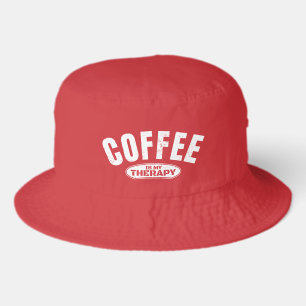 coffee is my therapy caffeine funny typography bucket hat
