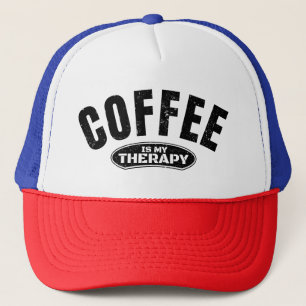 coffee is my therapy caffeine funny typography trucker hat