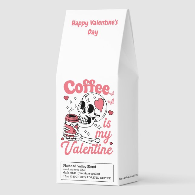 Coffee Is My Valentine's Day Skull and Heart (Front)