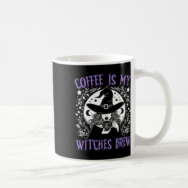 Coffee Is My Witches Brew Retro Halloween Witch Br Mug (Right)