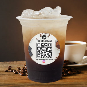 Coffee Ispired Modern Business Instagram Qr Code Classic Round Sticker