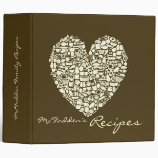 Coffee & Ivory Colored Heart Recipe Binder