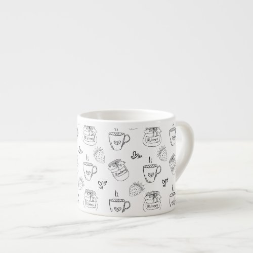 Coffee Jam and Strawberry Pattern Espresso Cup