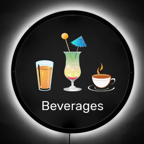 Coffee Juice  Cocktail Beverages on Black LED Sign