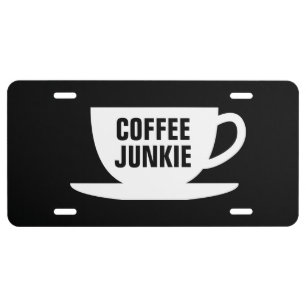 Coffee Junkie license plate for caffeine addict