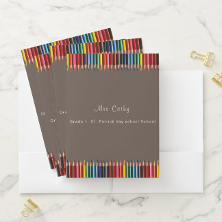 Coffee Kids Photo Colorful Rainbow Crayon Colors Pocket Folder