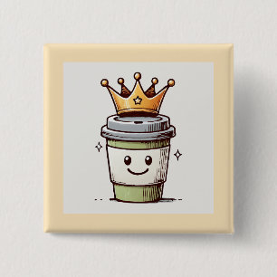 Coffee King Kawaii  Button