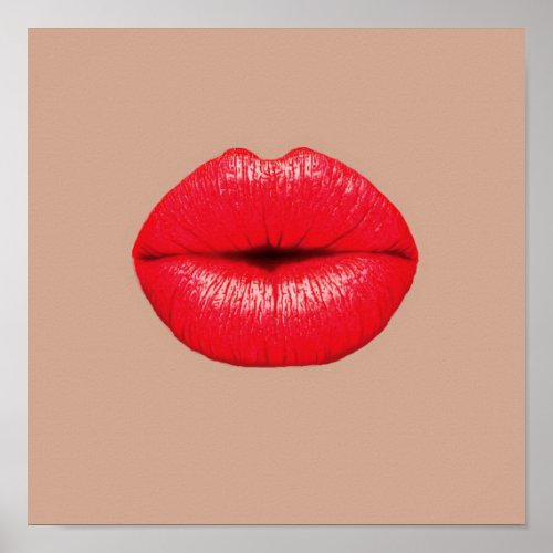 Coffee kiss kiss red lips pop art poster