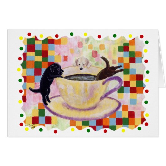 Coffee Labradors with colorful Dots (Front Horizontal)