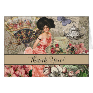 Coffee Lady Victorian Woman Pink Rich Gown Cards