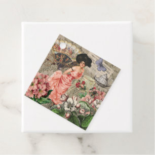Coffee Lady Victorian Woman Pink Rich Gown Favor Tags