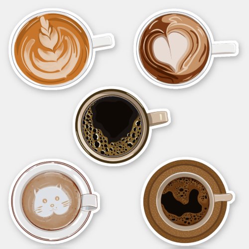 coffee latte art sticker for scrapbook and journal