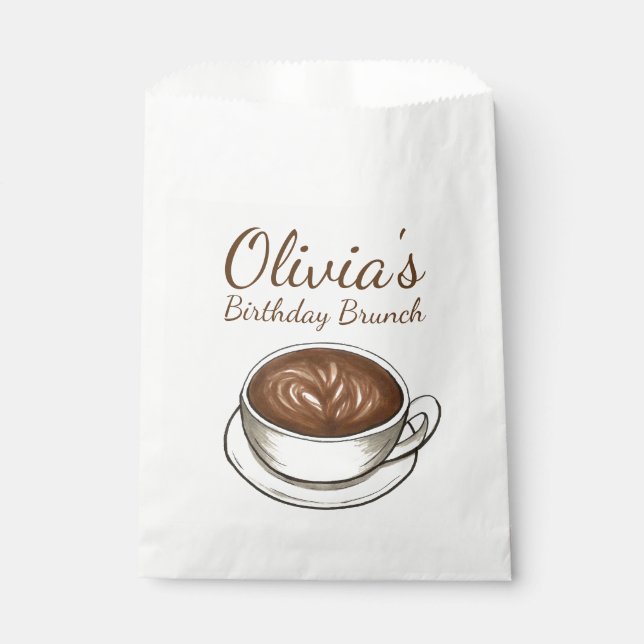 Coffee Latte Cappuccino Birthday Party Brunch Favor Bag (Front)