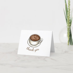 Coffee Latte Cappuccino Birthday Party Brunch Letterpress Thank You Card