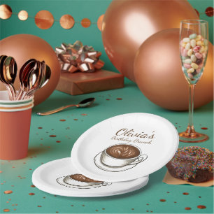 Coffee Latte Cappuccino Birthday Party Brunch Paper Plates
