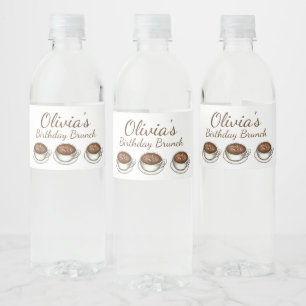 Coffee Latte Cappuccino Birthday Party Brunch Water Bottle Label