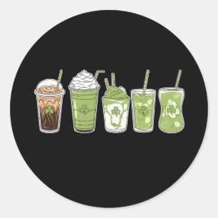 Coffee Latte Green Cute Irish St Patrick's Day Classic Round Sticker