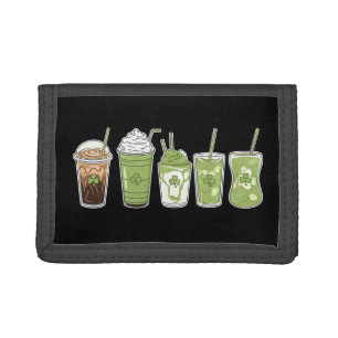 Coffee Latte Green Cute Irish St Patrick's Day Tri-fold Wallet