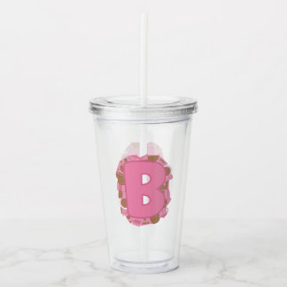 Coffee Letter B: Monogram Initial  Acrylic Tumbler