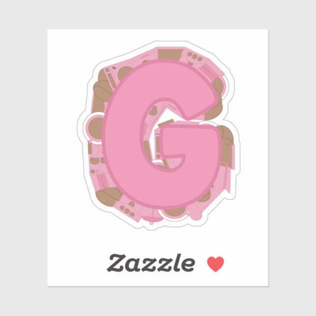 Coffee Letter G: Monogram Initial  Sticker (Sheet)