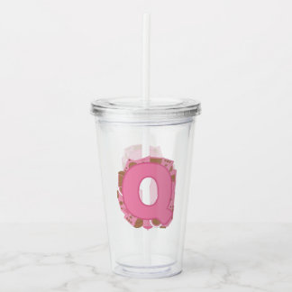 Coffee Letter Q: Monogram Initial  Acrylic Tumbler