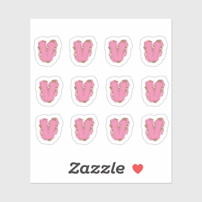 Coffee Letter V: Monogram Initial Sheet Sticker (Sheet)