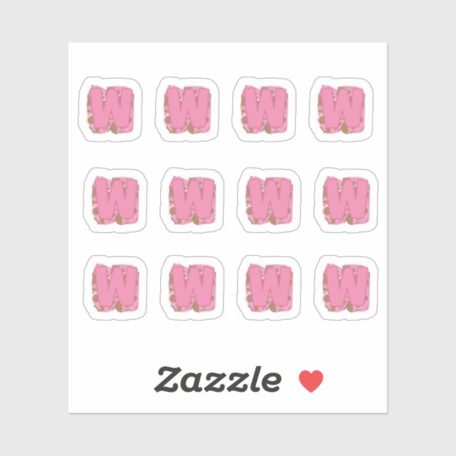 Coffee Letter W: Monogram Initial Sheet Sticker (Sheet)